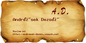 Andrásek Dezső névjegykártya