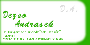 dezso andrasek business card